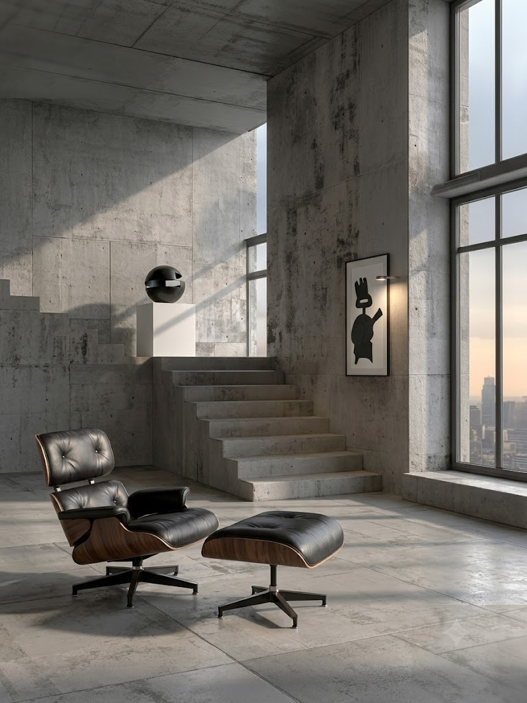 Interior — Eames chair with art object
