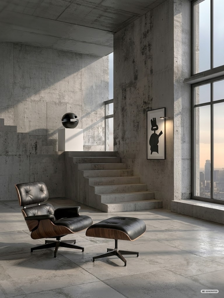 Interior — Eames chair with art object